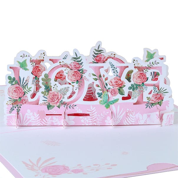 Floral Love Valentines Day Pop Up Card