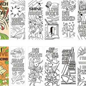 HOMANGA 60 Piece Color Your Own Bookmarks for Kids Students