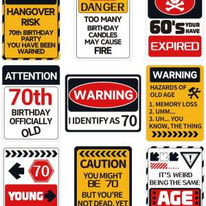 HOMANGA 70th Birthday Decorations, 9Pcs 70 Birthday Decorations for Men Women