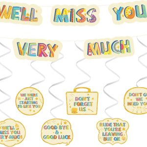 HOMANGA Farewell Party Decorations, Going Away Party Supplies Kit, We’ll Miss You Very Much Decorations, Great for Retirement Job Change Coworker Leaving Party (Beige)