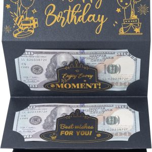 HOMANGA Birthday Money Card for Cash Gifts, Surprise Cash Envelope for Men Women Kids, Birthday Gift Card Money Holder for Men Women Girls Boys