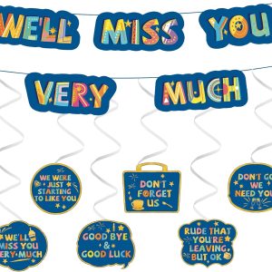 HOMANGA Farewell Party Decorations, Going Away Party Supplies Kit, We’ll Miss You Very Much Decorations, Great for Retirement Job Change Coworker Leaving Party (Blue)