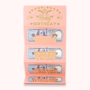 HOMANGA Birthday Money Envelope for Cash Gifts, Surprise Cash Envelope for Wife Women Kids, Birthday Gift Card for Women Girls, Pink Rose Gold Birthday Money Holder